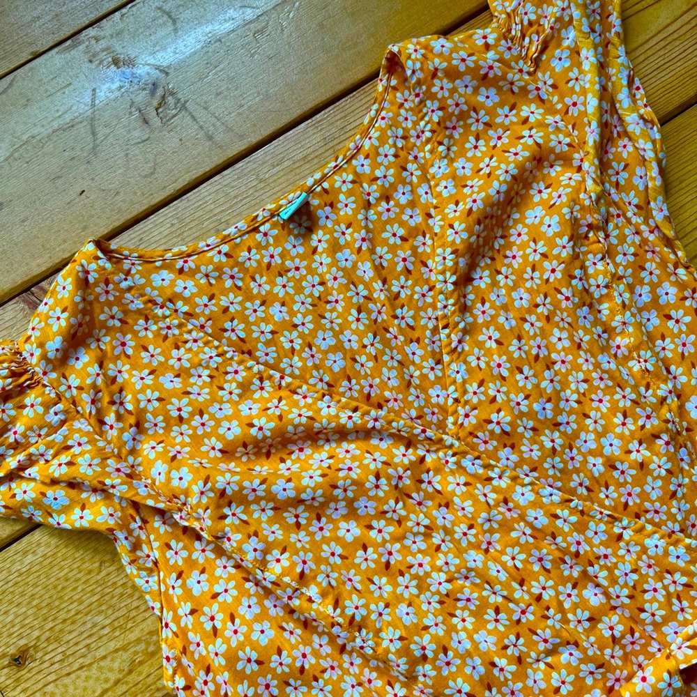 Old Navy Waist-Defined Wrap-Front Midi Yellow Floral - Picture 5 of 10